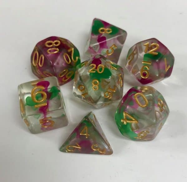 Nebula Green Purple Swirl 7 Die Set - DiceEmporium.com