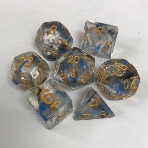 Nebula Blue Black Swirl 7 Die Set - DiceEmporium.com