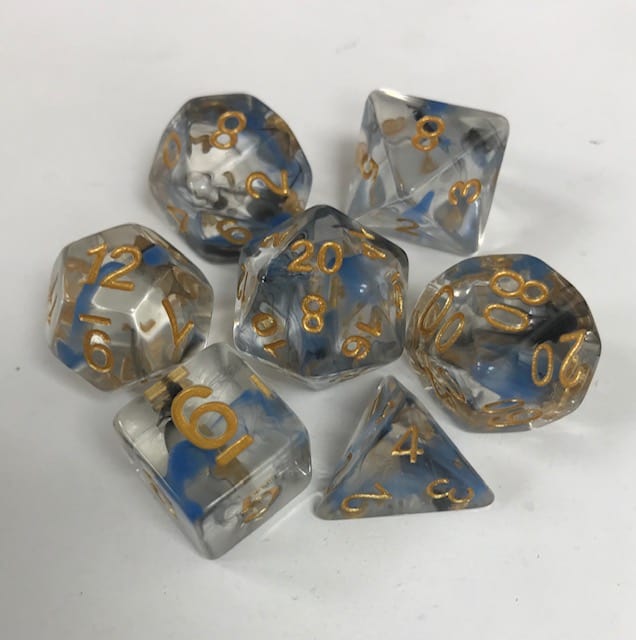 Nebula Blue Black Swirl 7 Die Set - DiceEmporium.com