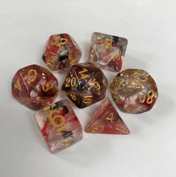 Nebula Red Black Swirl 7 Die Set - DiceEmporium.com