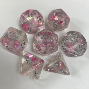 Transparent Sakura Paillette 7 Die Set - DiceEmporium.com