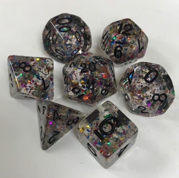 Transparent Rainbow Paillette 7 Die Set - DiceEmporium.com