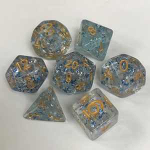 Transparent Blue Paillette 7 Die Set - DiceEmporium.com