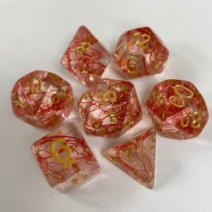 Transparent Red Cotton 7 Die Set - DiceEmporium.com