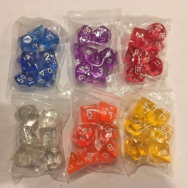 TI Set of 6 Transparent Dice - DiceEmporium.com