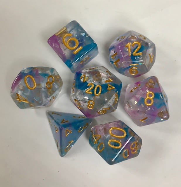 Purple Blue Swirl Reflect 7 Die Set - DiceEmporium.com