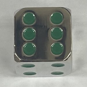15mm Silver/green Metal Dice - DiceEmporium.com