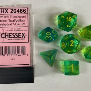 Gemini Green-Teal/yellow 7 die set - DiceEmporium.com