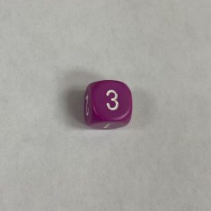 Opaque 6 Sided d3 Light Purple/white - DiceEmporium.com