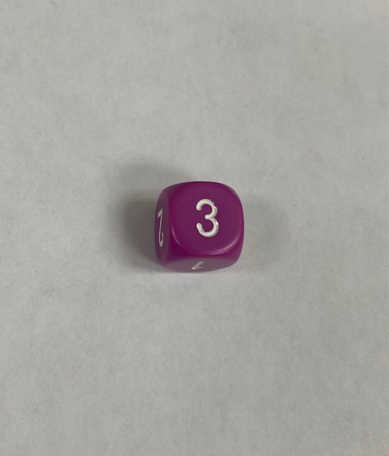 Opaque 6 Sided d3 Light Purple/white - DiceEmporium.com