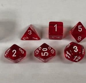 Translucent MIni Polyhedral Red/white - Chessex - DiceEmporium.com
