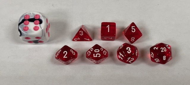 Translucent MIni Polyhedral Red/white - Chessex - DiceEmporium.com