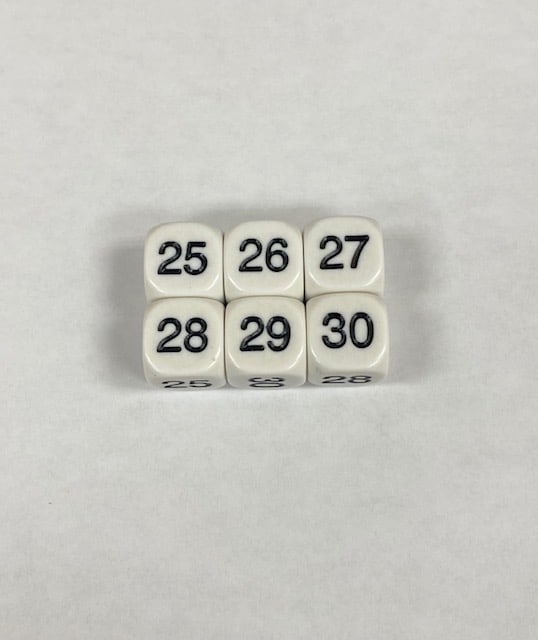 Numbers Die 25-30 - DiceEmporium.com