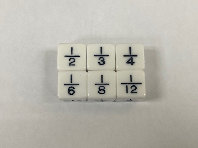 White 6 Sided Fraction Dice - DiceEmporium.com