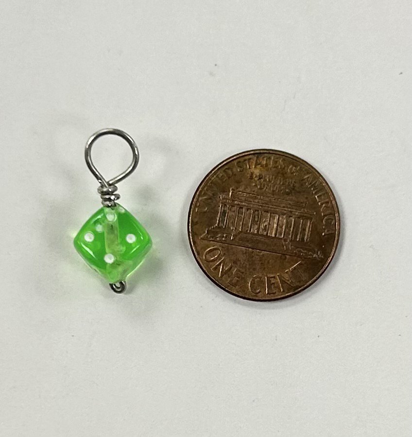 Transparent Green Die Charm - DiceEmporium.com