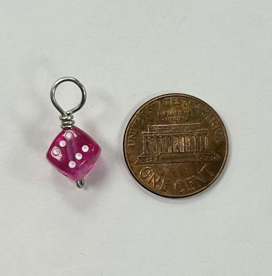 Transparent Pink Die Charm - DiceEmporium.com