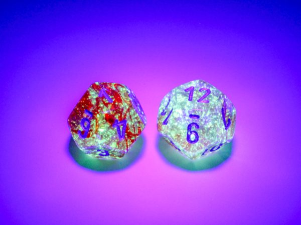 Nebula Red/silver luminary d12 - Dice Emporium
