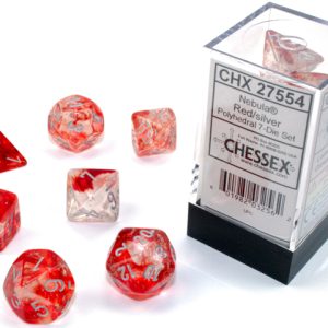 Nebula Red/silver Luminary 7 Die Set - DiceEmporium.com