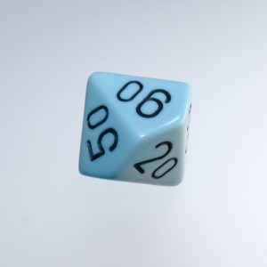 Chessex Pastel Blue Black 10-Sided Percentage die - The Dice Emporium