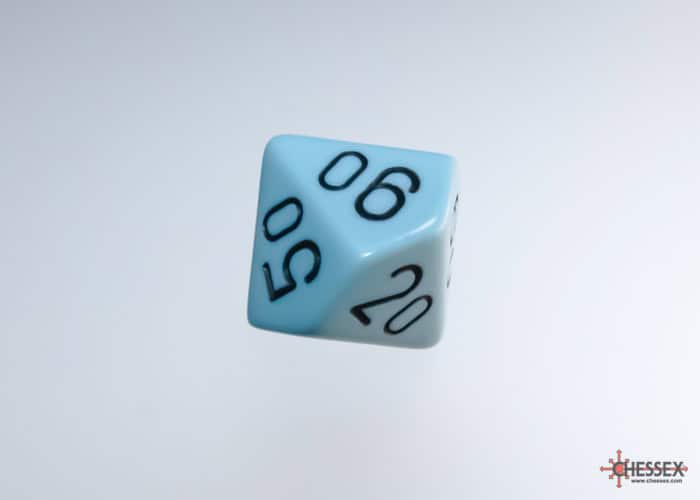 Chessex Pastel Blue Black 10-Sided Percentage die - The Dice Emporium