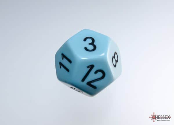 Chessex Pastel Blue Black 12-Sided die - The Dice Emporium