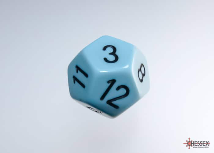 Chessex Pastel Blue Black 12-Sided die - The Dice Emporium