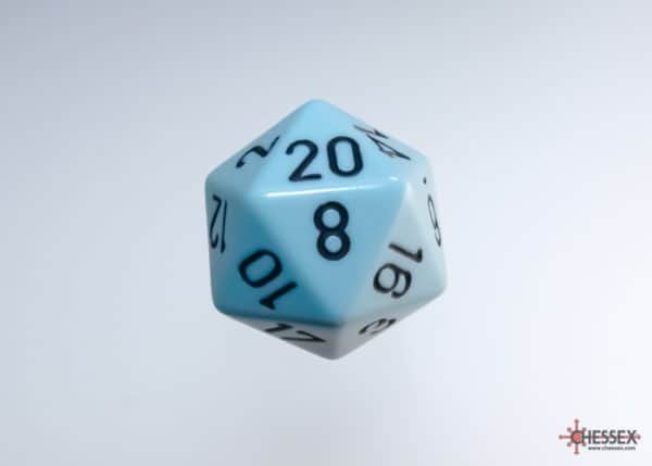 Chessex Pastel Blue Black 20-Sided die - The Dice Emporium