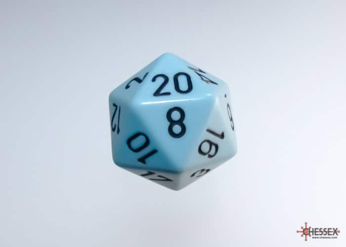 Chessex Pastel Blue Black 20-Sided die - The Dice Emporium