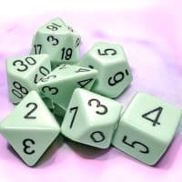 Chessex Pastel Green Black 7-die set - The Dice Emporium