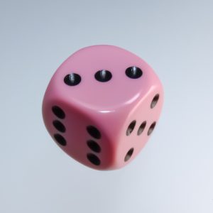 Chessex Pastel Pink Black 16mm die - The Dice Emporium