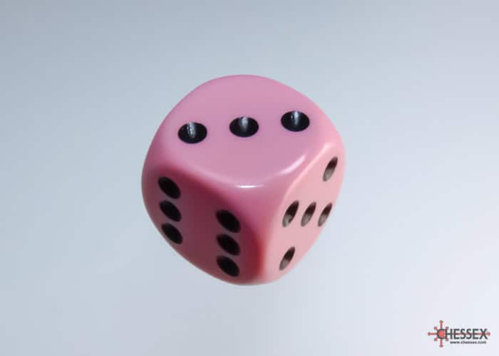 Chessex Pastel Pink Black 16mm die - The Dice Emporium