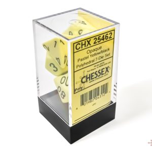 Chessex Pastel Yellow Black 7-die set - The Dice Emporium