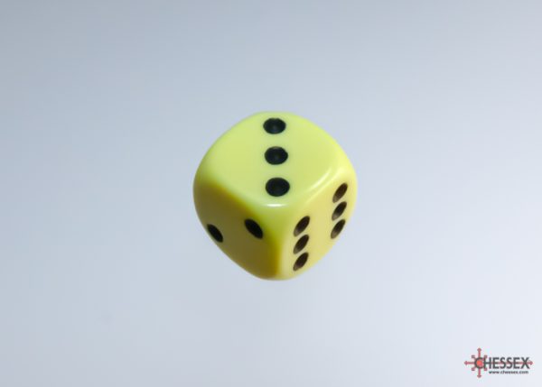 Chessex Pastel Yellow Black 12mm die - The Dice Emporium