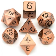 Plated Copper Ancient Dragon Font 7 die set - DiceEmporium.com