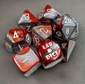 Gemini Red-Steel/white -DiceEmporium.com