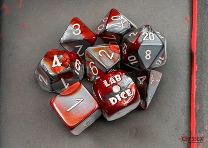 Gemini Red-Steel/white -DiceEmporium.com