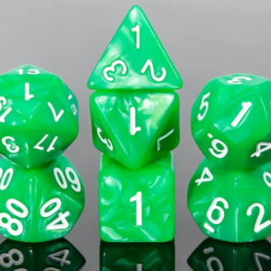 Parakeet Green Pearl 7-die set HD - Dice Emporium