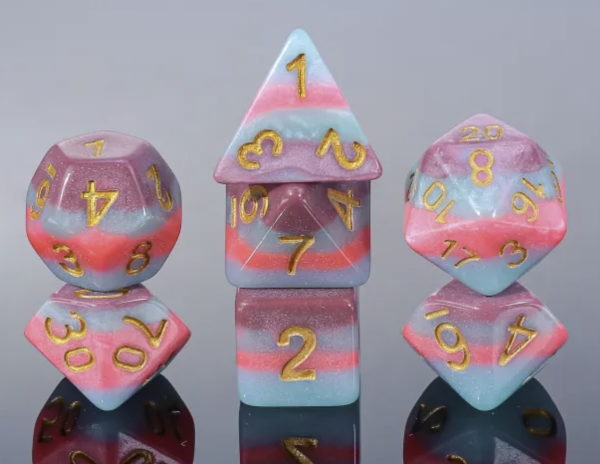 Chestnut Drop 7 die set - Dice Emporium