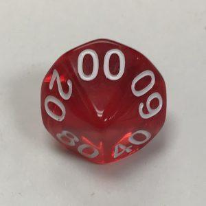 10 Sided Tens d10 HD Clear Red White Dice - DiceEmporium.com