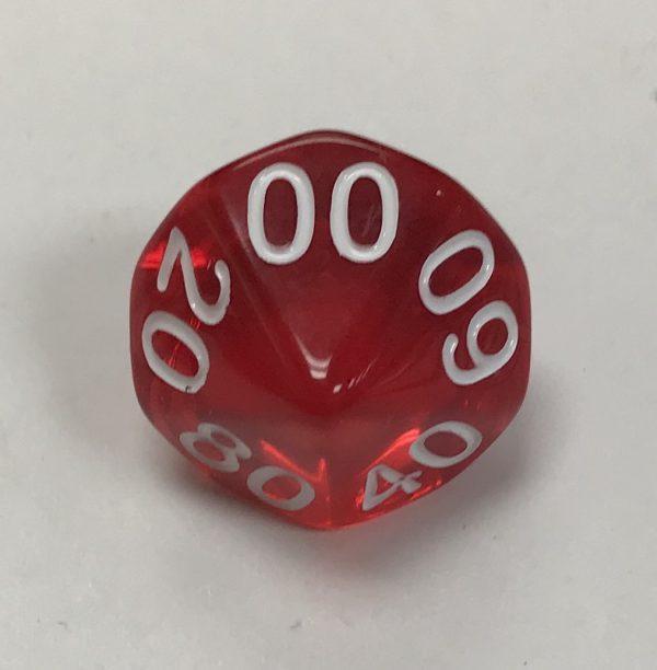 10 Sided Tens d10 HD Clear Red White Dice - DiceEmporium.com