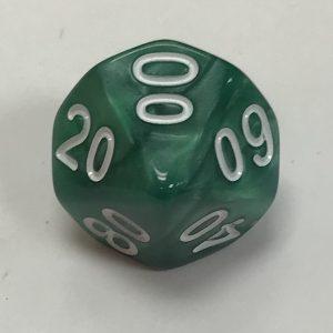 10 Sided Tens 10 HD Pearl Green White d10 Dice - DiceEmporium.com