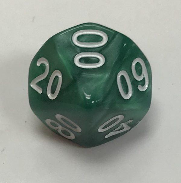 10 Sided Tens 10 HD Pearl Green White d10 Dice - DiceEmporium.com
