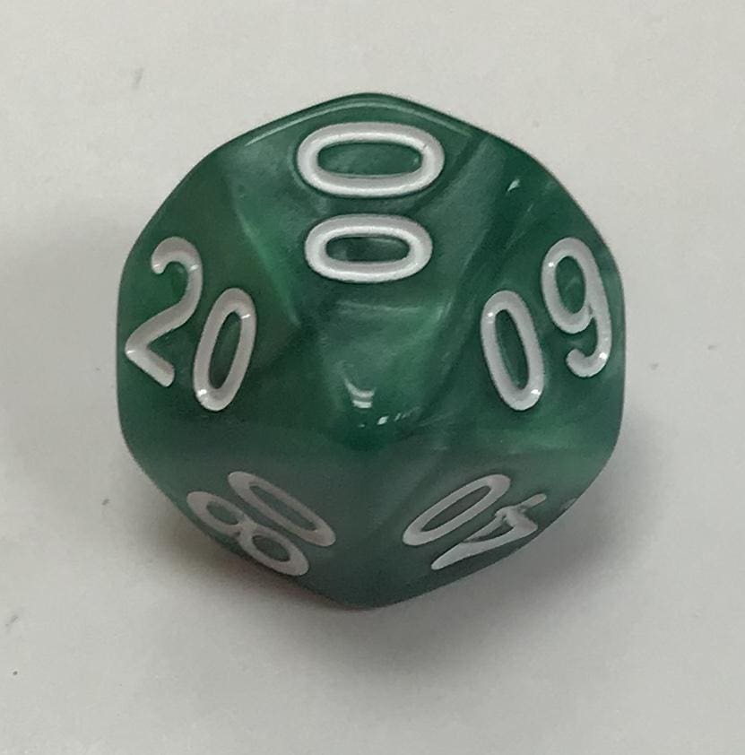 10 Sided Tens 10 HD Pearl Green White d10 Dice - DiceEmporium.com