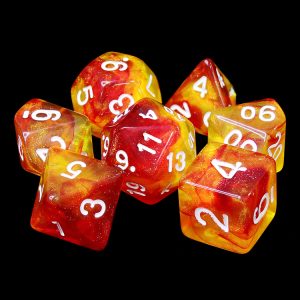 Volcano on Fire 7 Die Set - DiceEmporium.com