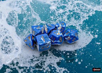 Brush Wavebreak/gold 7 die set - dice emporium