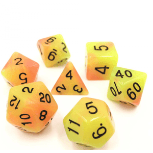 Yellow Orange Blend Glow Dice Set - DiceEmporium.com