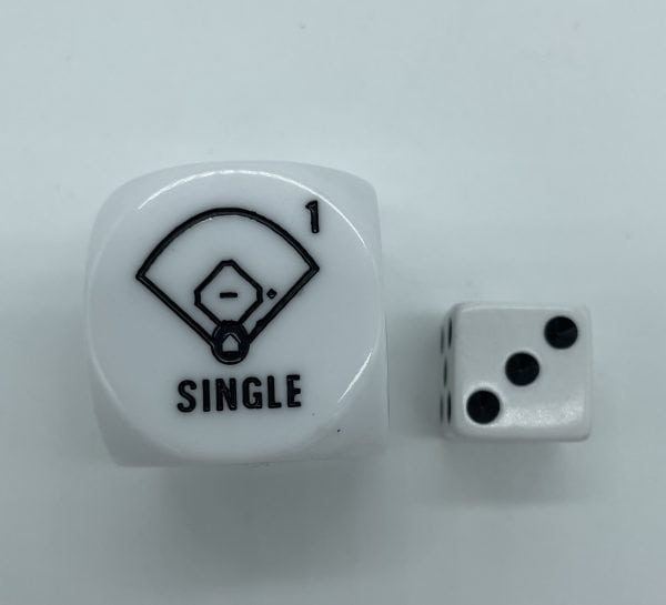 Baseball Dice shown with 16mm die - The Dice Emporium