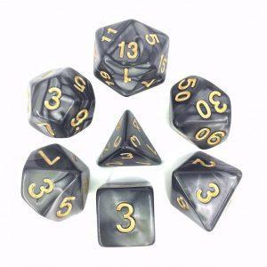 Black Gold Font Pearl Dice - DiceEmporium.com