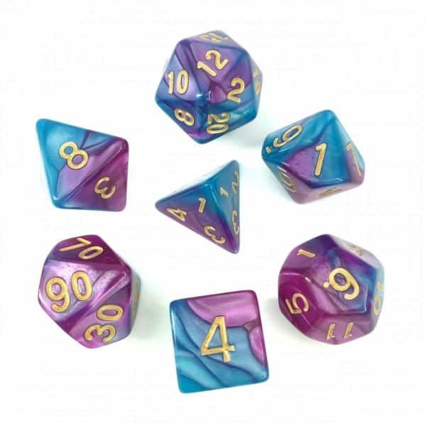 Blue Bright Purple Blend Set of 7 HD Dice - DiceEmporium.com