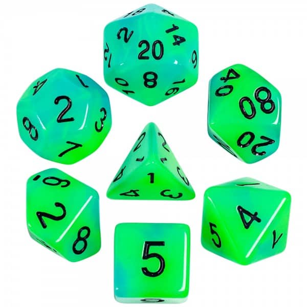 HD Blue Green Glow in the Dark Dice - The Dice Emporium